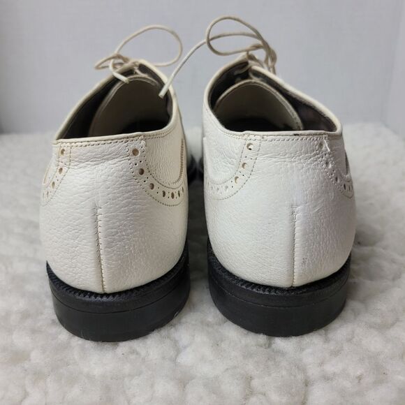Vtg 70's Footjoy Classics Men's Size 9.5C Golf Shoes 51409 White Brogue Wingtip - Picture 4 of 10